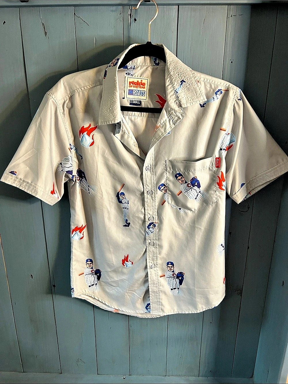 RSVLTS x Rookies Baseball Graphic Button-Up S/L Shirt | Men’s Size XS - Like New